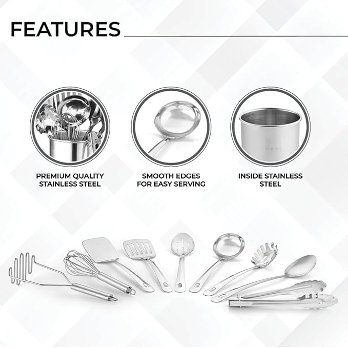 Avador® Premium Set of 10 Stainless Steel Kitchen Tool Set - Image 5