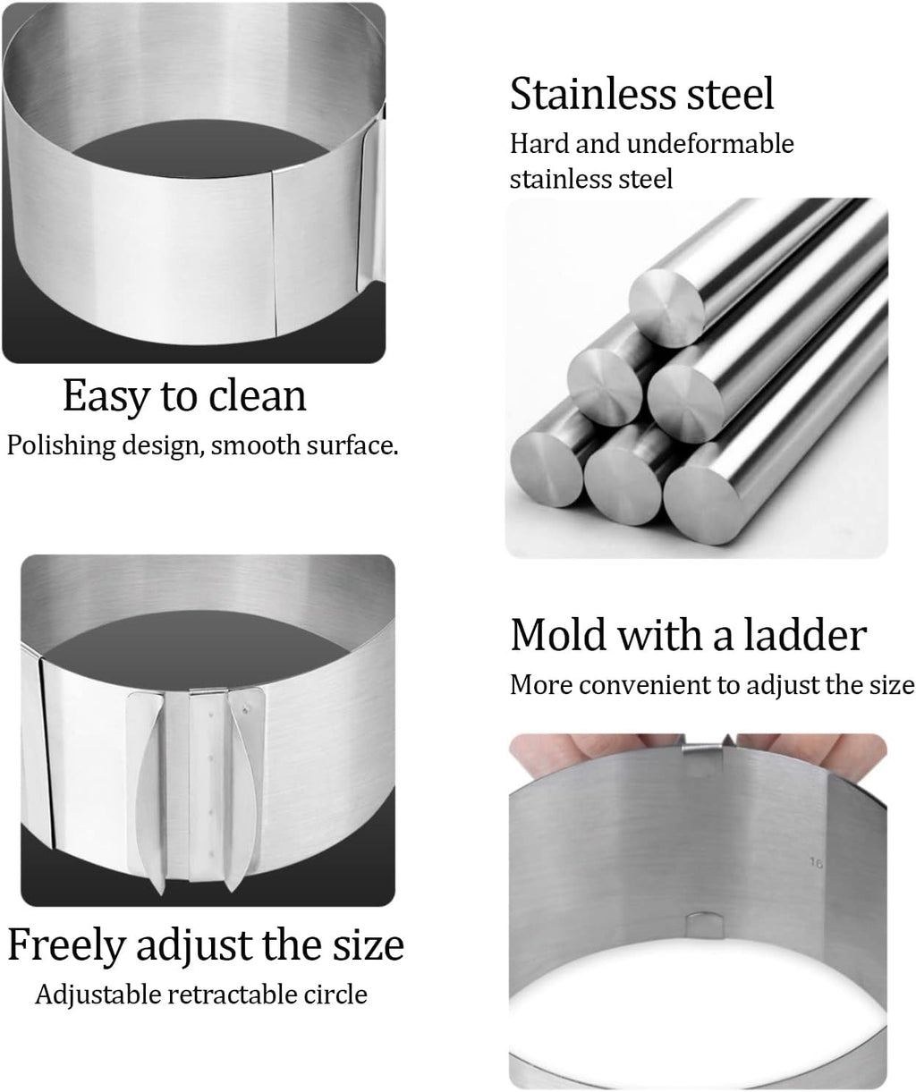 Cake Ring Mould for Baking,15cm Height,Stainless Steel Round Cake Mold