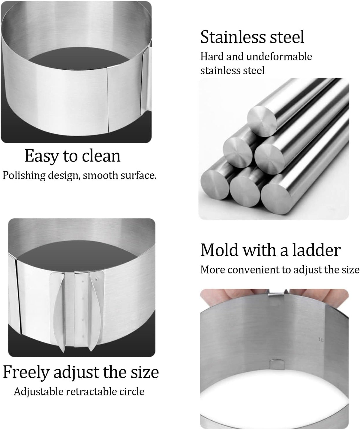 Cake Ring Mould for Baking,15cm Height,Stainless Steel Round Cake Mold