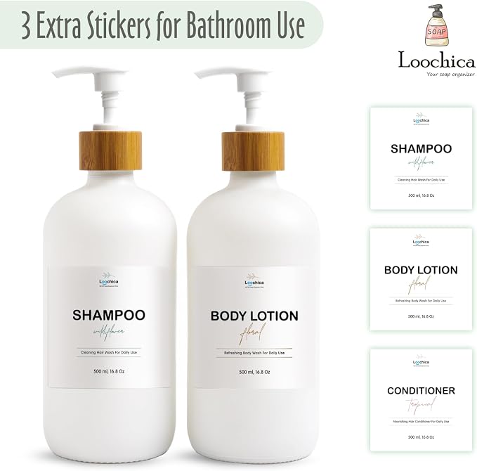 LOOCHICA 2 Pack White Glass Soap Dispenser Set - Image 5