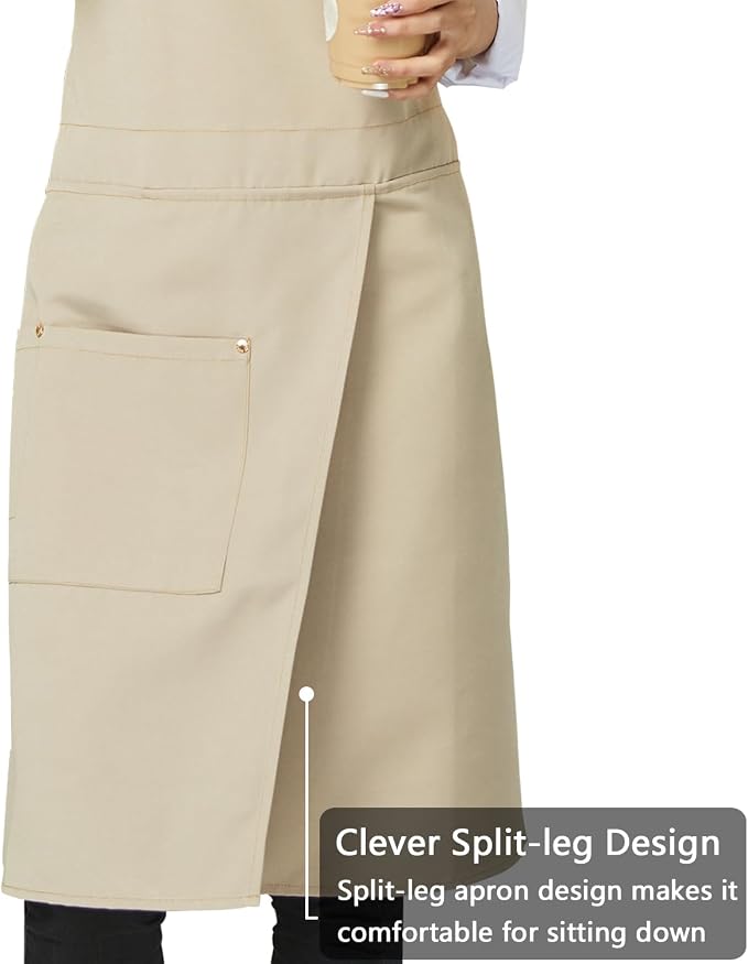 KITCHIEF Pottery Apron Split Leg, Cross Back Chef Apron - Image 2