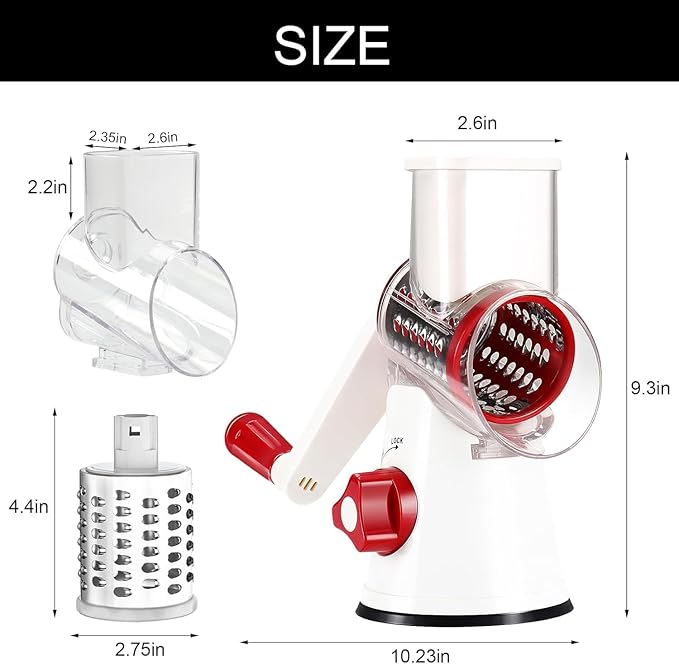 Cambom Rotary Cheese Grater Hand Crank Cheese Shredder - Image 5