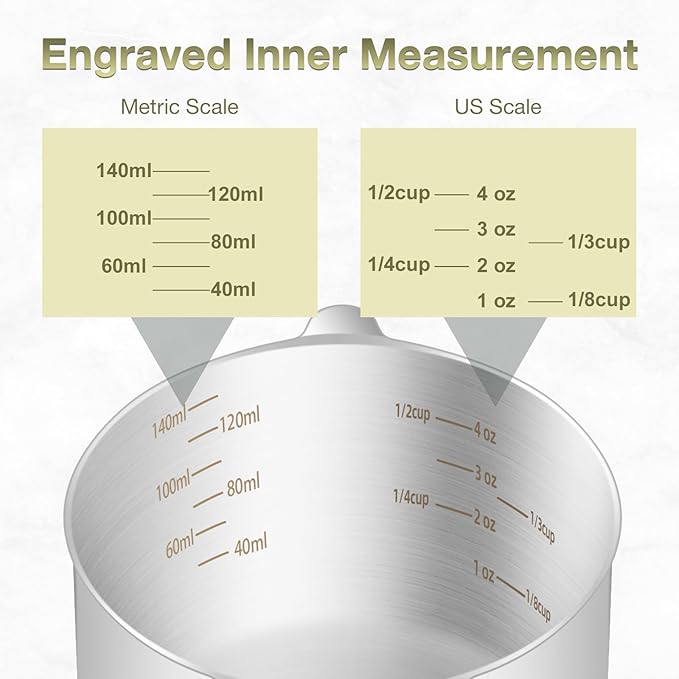 2PCS 2/3Cup Single Measuring Cup, Etched Inner Scale Stainless Steel Measure - Image 3
