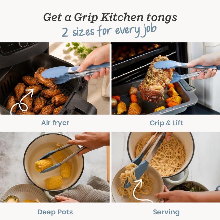 Starpack Get a Grip Silicone Kitchen Tongs (2-Pack, 9" + 12") - LFGB