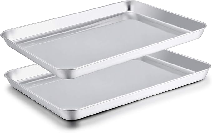 TeamFar Baking Sheet Set of 2, Baking Pans Tray Cookie Sheet Stainless Steel by TeamFar