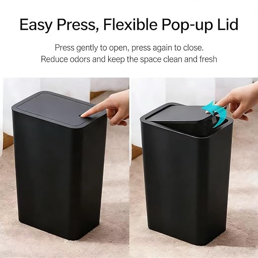 Compact Push-in Trash Can with Lid - Image 5