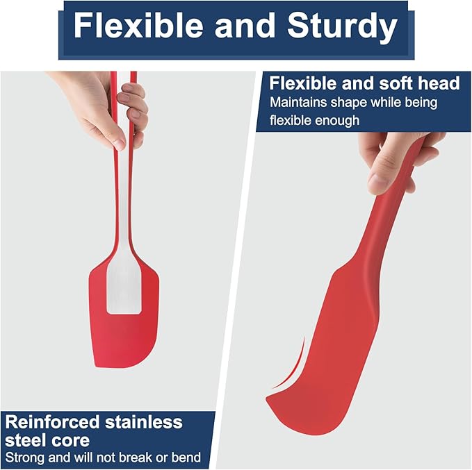 4 Pcs Silicone Spatula Set, 11.4 In, 600°F Heat Resistant Rubber Spatulas - Image 5