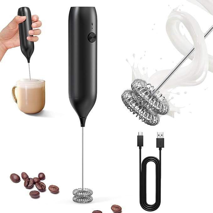 CIRCLE JOY Rechargeable Milk Frother Handheld, Coffee Frother Wand Drink Mixer by CIRCLEJOY