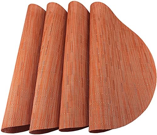 WAZAIGUR Round Placemats Set of 4, Vinyl Place Mats, 15inch, Orange