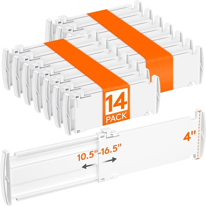 Lifewit 4" Tall 14 Pack Drawer Dividers, 27-42cm/10.5-16.5" Expandable Drawer by Lifewit