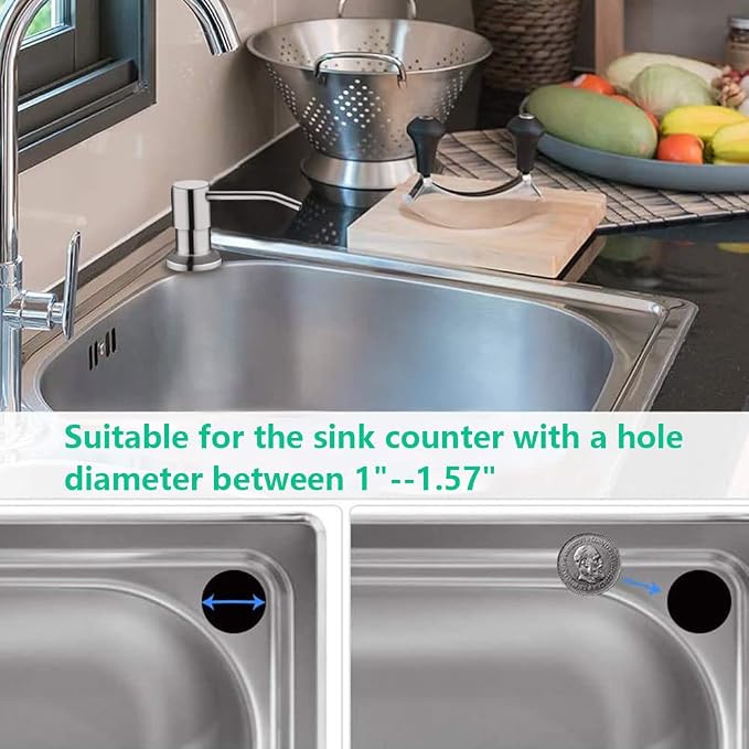 Soap Dispenser for Kitchen Sink, Built in Sink Soap Dispenser, Countertop Soap - Image 4