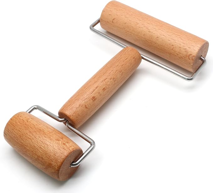Wooden Rolling Pin, Ergonomic Non-Stick Pizza Baker Dough Pastry Roller by PHITUODA