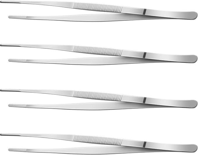 Yaomiao 4 Packs 12 Inch Bar Tweezers Silver Cocktail Tongs Long Garnish by Yaomiao