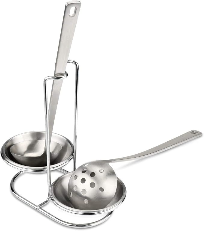 304 Stainless Steel Double Ladles Holder Vertical Spoon Rest Cooking Utensils - Image 6