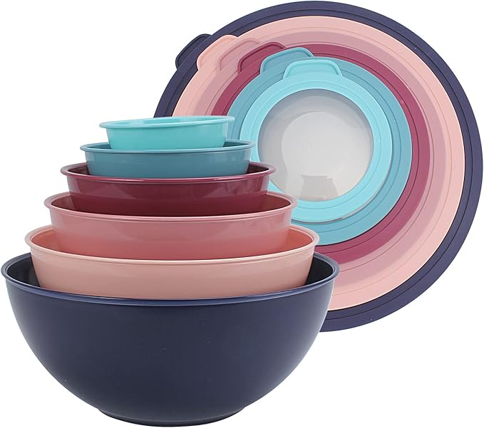 COOK WITH COLOR Mixing Bowls with TPR Lids by CookwithColor