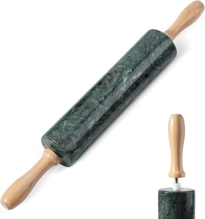 Koville Indian Green Marble Rolling Pin, Non-Stick Stone Dough Roller, 18 Inch by Koville