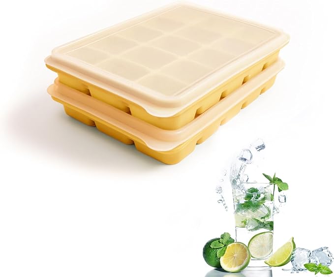 Tvmania Ice Cube Trays Set of 2, Easy Release 15 Flexible Silicone Ice Cube by Tvmania
