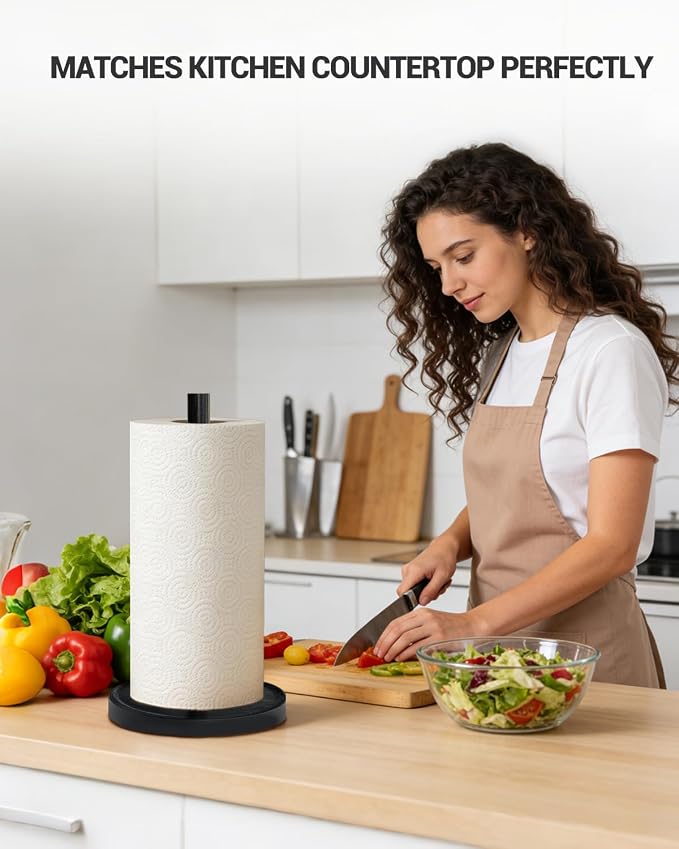 NESAPTO Paper Towel Holder Countertop, Wooden Freestanding Paper Towel Stand - Image 7