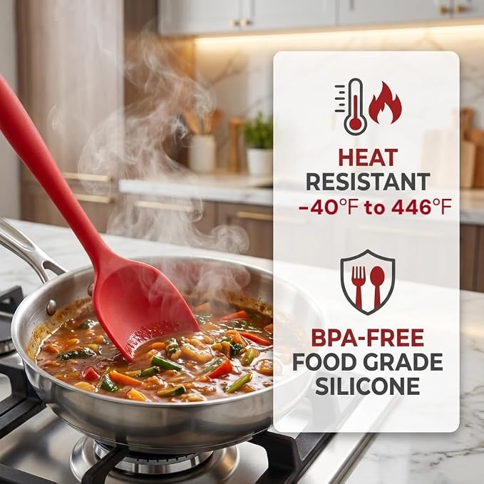 5 Pieces Silicone Spatula Set BPA Free Non Stick Rubber Spatula Heat Resistant - Image 2