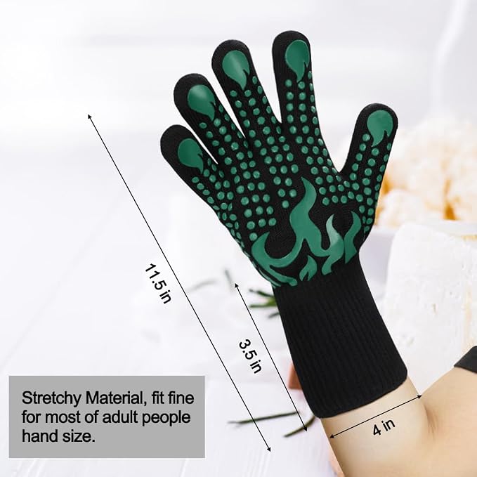 Comsmart BBQ Gloves, 1472°F Heat Resistant Grilling Gloves Silicone Non-Slip - Image 3