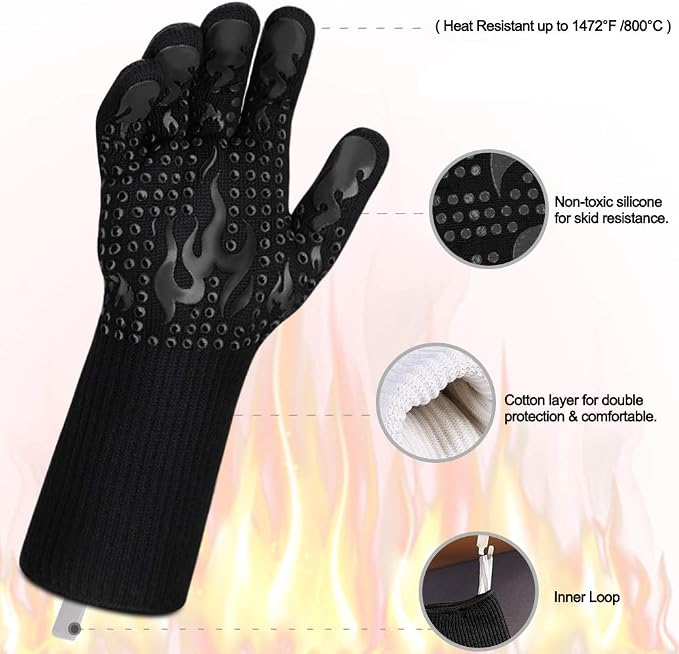 Comsmart BBQ Gloves, 1472 Degree F Heat Resistant Grilling Gloves Silicone - Image 4