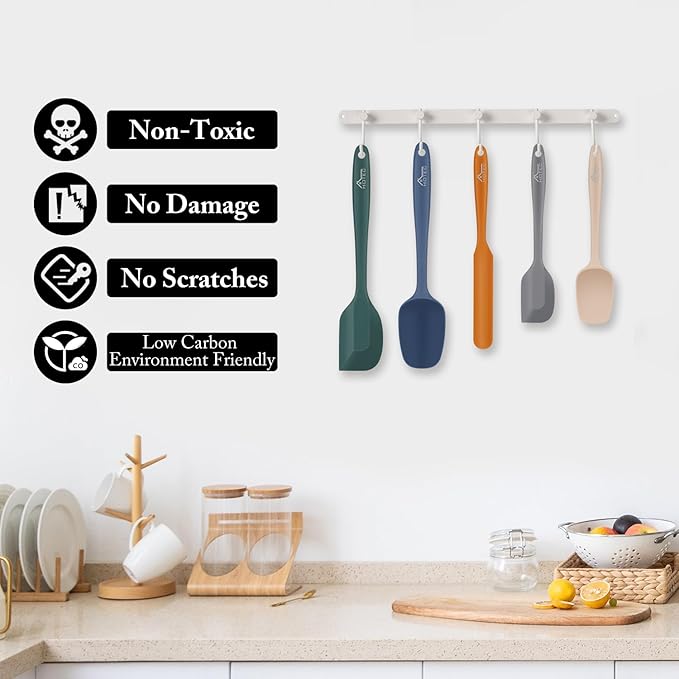 HOTEC Heat Resistant 600℉ BPA-Free Silicone Rubber Spatula Set - Image 5