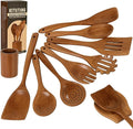 Wooden Spoons for Cooking Set of 10 by Kituting