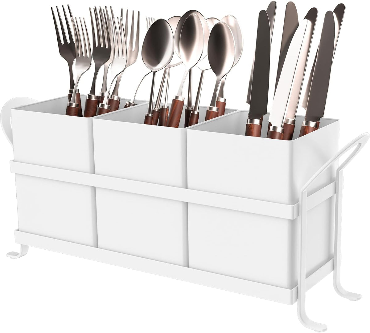 White Kitchen Utensil Holder - Chic Silverware Holder for Party