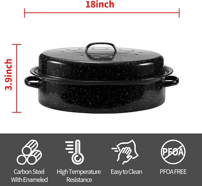 Granite Roasting Pan, 18” Enameled Roasting Pan - Image 2
