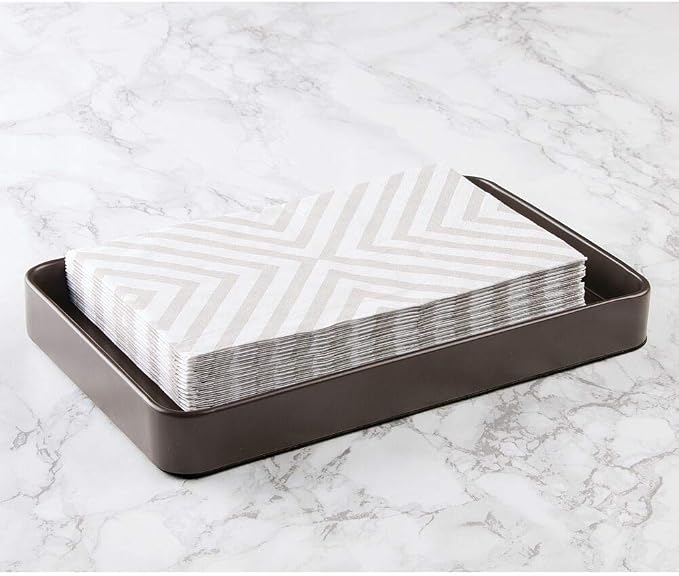 mDesign Modern Decorative Metal Guest Hand Towel Tray Holder Organizer - Image 2