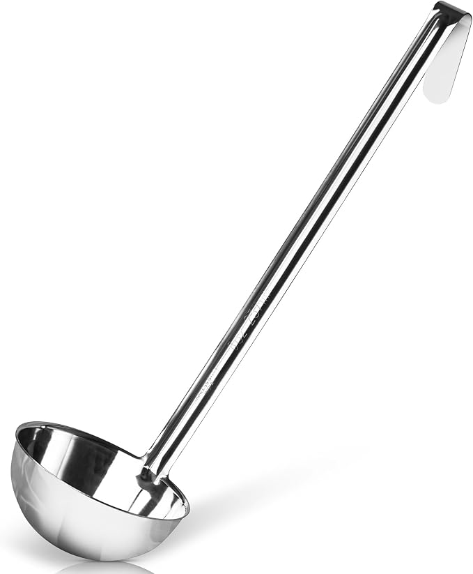 Whysko Soup Ladle Stainless Steel, 8 oz Metal Ladle Spoon, Rustproof Heat by WHYSKO