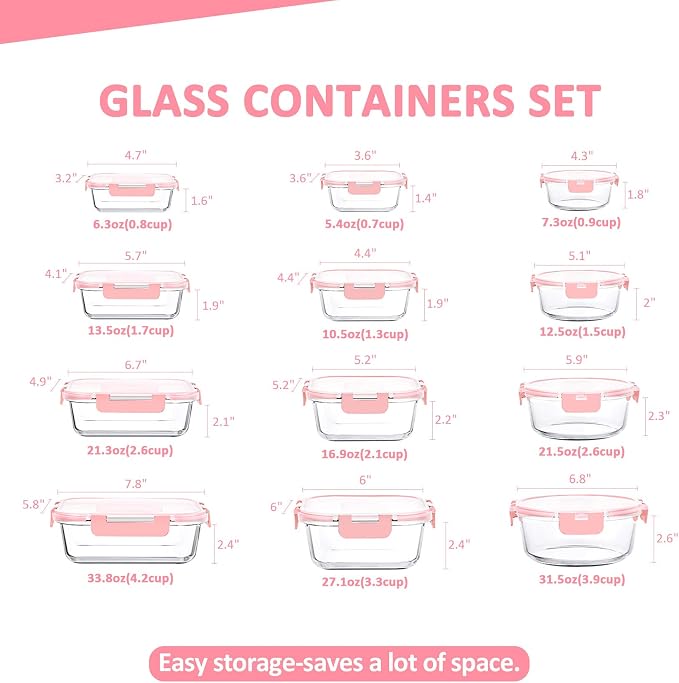 KOMUEE 24 Pieces Glass Food Storage Containers Set, Meal Prep Containers - Image 2