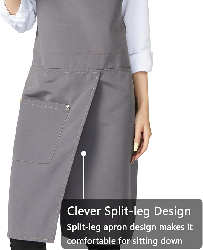 KITCHIEF Pottery Apron Split Leg, Cross Back Chef Apron - Image 2