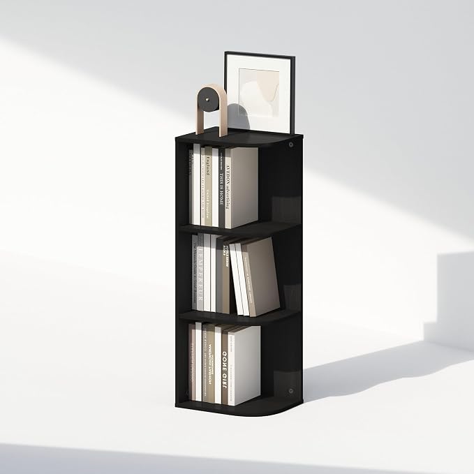 Furinno Reed Corner Shelf, 3-Tier Corner Bookshelf, Book Shelf, Corner Shelves - Image 4