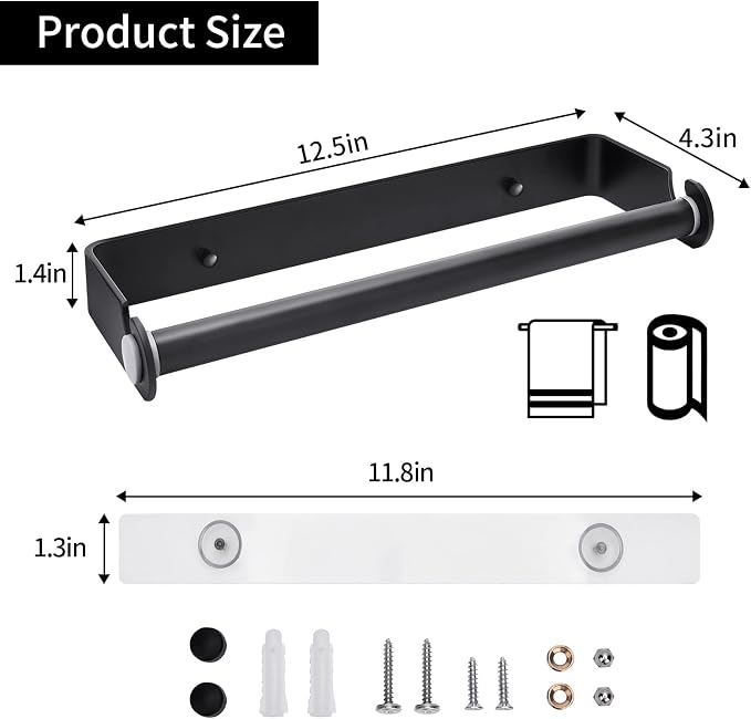 Under Cabinet Paper Towel Holder, Adhesive or Drill Mount Paper Towel Holder - Image 2