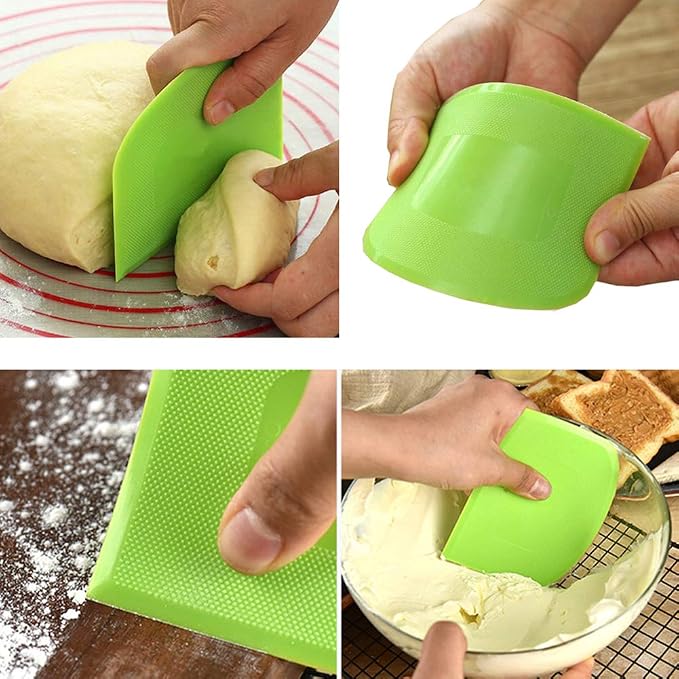 2 Pieces Dough Scraper Bowl Scraper Food-safe Plastic Dough Cutter Flexible - Image 7