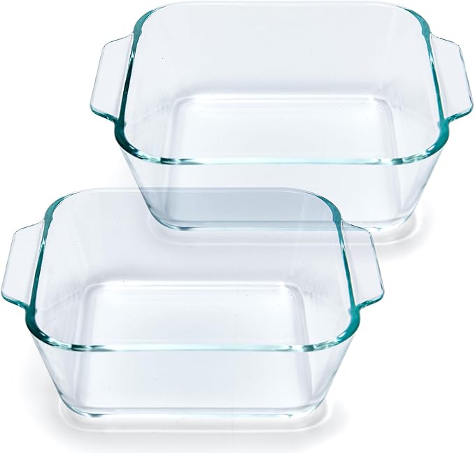 Small Casserole Dishes 2 Pack, 5 Inch Glass Square Baking Dish Individual by Yomvzake