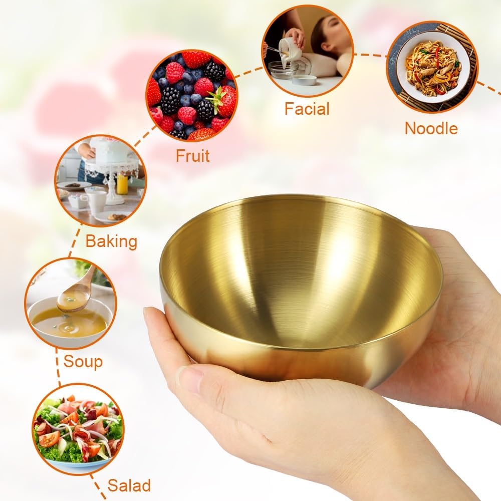 10-Pack Mixing Bowls, Gold Stainless Steel 5.9 Inch – Decorative Metal