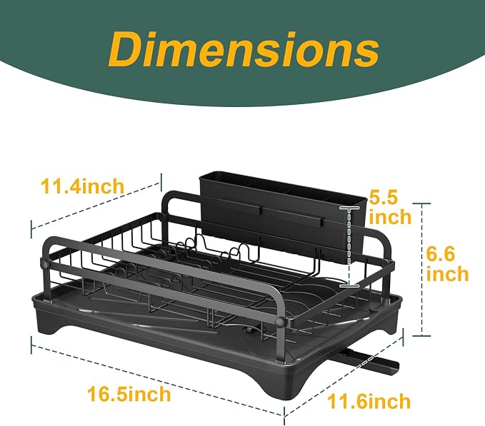 LIYI Dish Drying Rack and Sink Organiser, Removable Drainer Tray, Adjustable - Image 5