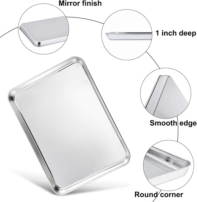 TeamFar Baking Sheet with Rack Set, Stainless Steel Baking Pan Cookie Sheet - Image 3
