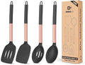 Pack of 4 Silicone Cooking Utensils Set, Non Stick Large Solid Spatulas by BUNDLEPRO