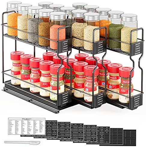 SpaceAid Pull Out Spice Rack Organizer for Cabinet, Heavy Duty Slide
