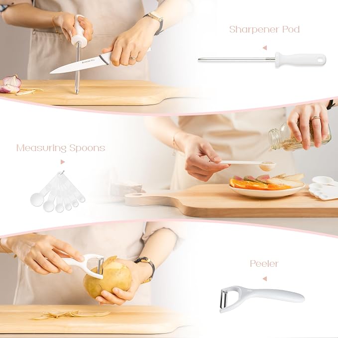 Astercook Knife Set with Block and Sharpener, 22 Piece Kitchen Knife Set - Image 8