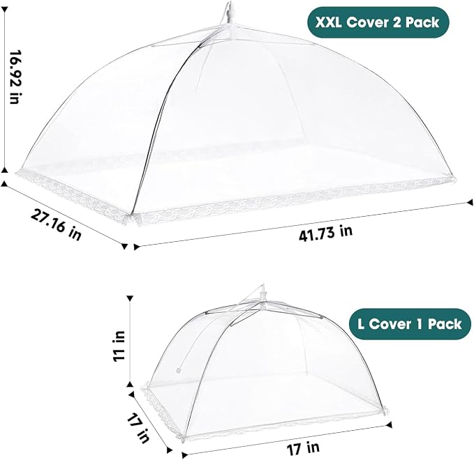 2 Pack Extra Large Food Tents SPANLA 41"X27" Pop-Up Mesh Food Covers - Image 2