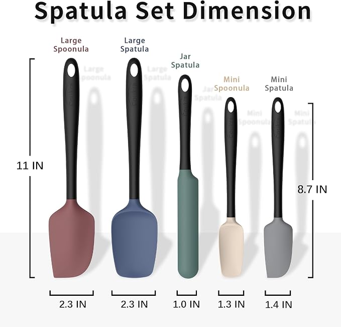 Coukre Silicone Spatula Set of 5, High Temperature Resistant, Food Grade - Image 2