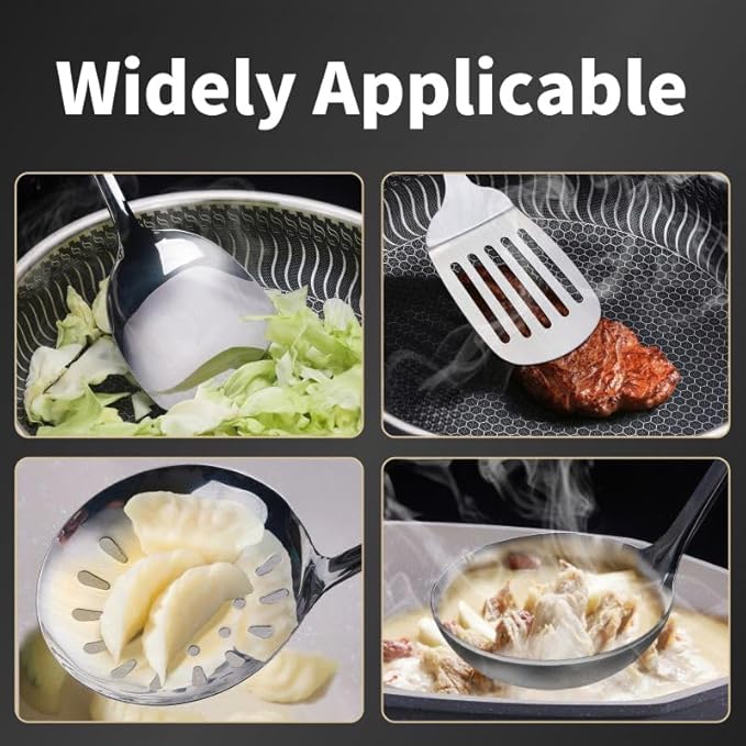 Stainless Steel Cooking Utensils Set, Wok Utensils Set Include Wok Ladle - Image 4