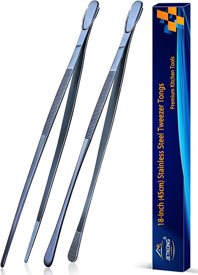 JETKONG 2 Pcs 18 Inch Stainless Steel Grill Tongs Heavy Duty Giant Tweezer Tongs by JETKONG