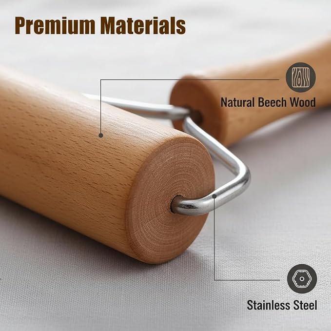 Small Rolling Pin, Pizza Dough Roller, Non Stick Wood Pastry Roller, Kitchen - Image 5