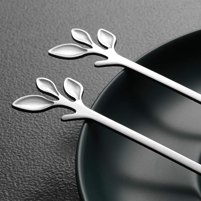 AnSaw Elegant Silver Leaf Coffee Spoons - Image 7