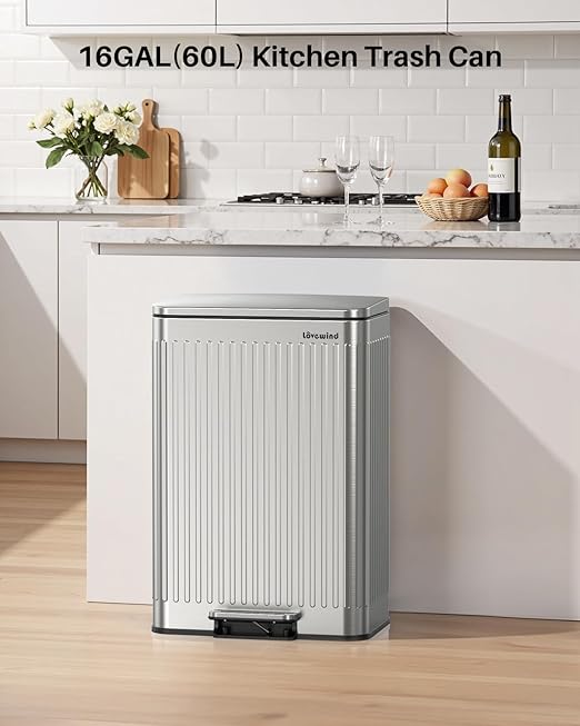 Lovewind 60 Liter/ 16 Gallon Stainless Steel Trash Can - Image 3